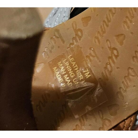 Gianni Bini Rigby Woven Leather Peep-Toe Heels Woman Shoes Light Blue Brown 7m - Picture 9 of 9